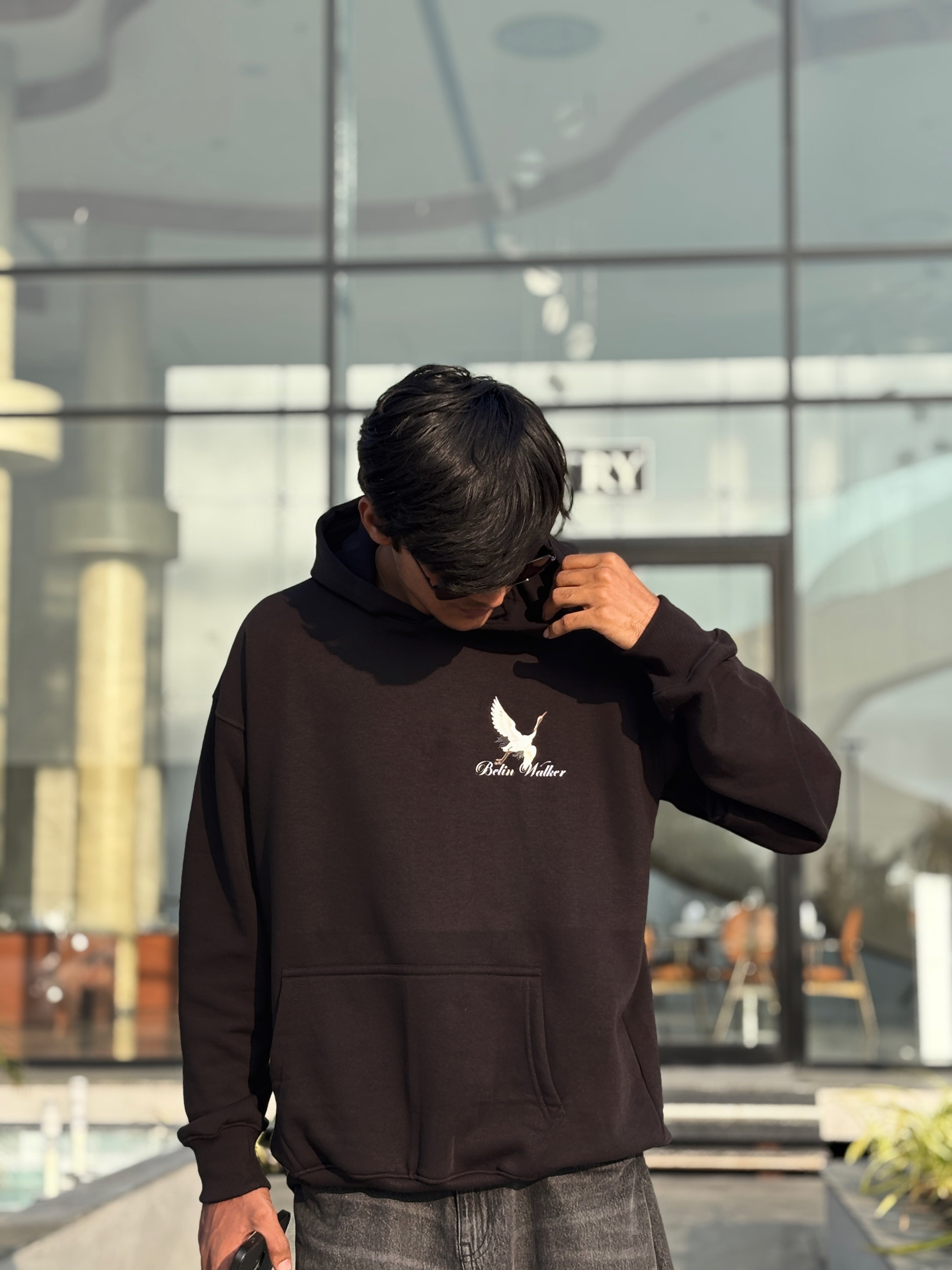 Belin Walker Premium 360 GSM Cotton Hoodie – Crane & Rising Sun Design
