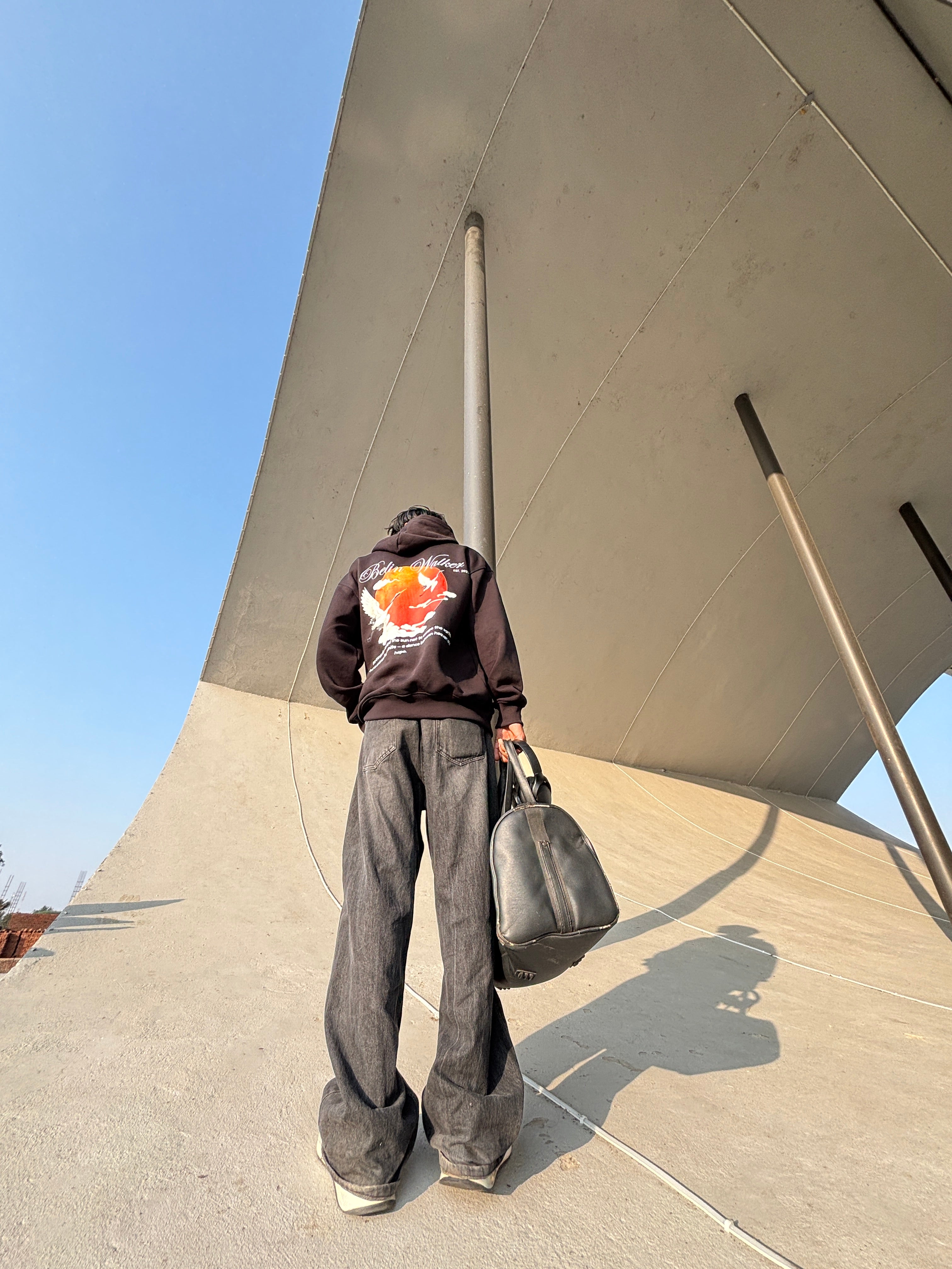 Belin Walker Premium 360 GSM Cotton Hoodie – Crane & Rising Sun Design